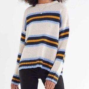 Urban‎ Outfitters Bobby Boyfriend Striped Sweater in cream, blue, and black M